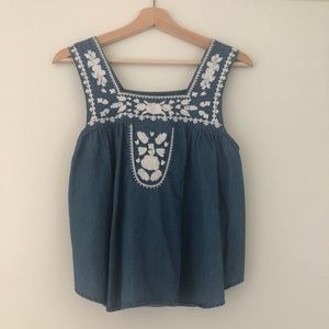 Lovers + Friends Chambray Flutter Top